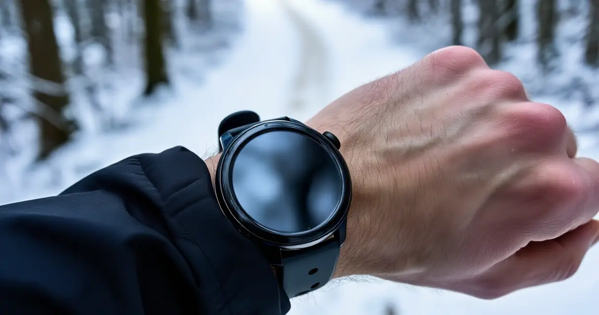 Mies juoksee talvella &auml;lykello ranteessa &ndash; syketarkkuus vaihtelee olosuhteissa
